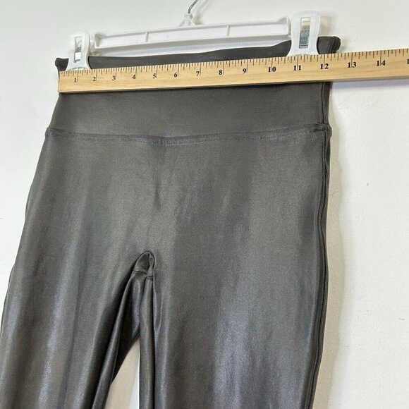 Spanx Faux Leather Leggings Womens Size Medium Pewter Gray Metallic High Rise - Picture 5 of 10
